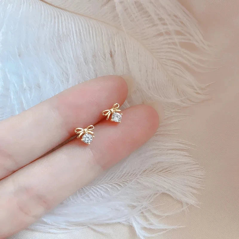 New Minimal Zircon Earrings For Women Crystal Small Thin Cartilage Fashion Geometry Earring Girls Piercing Jewelry Gifts