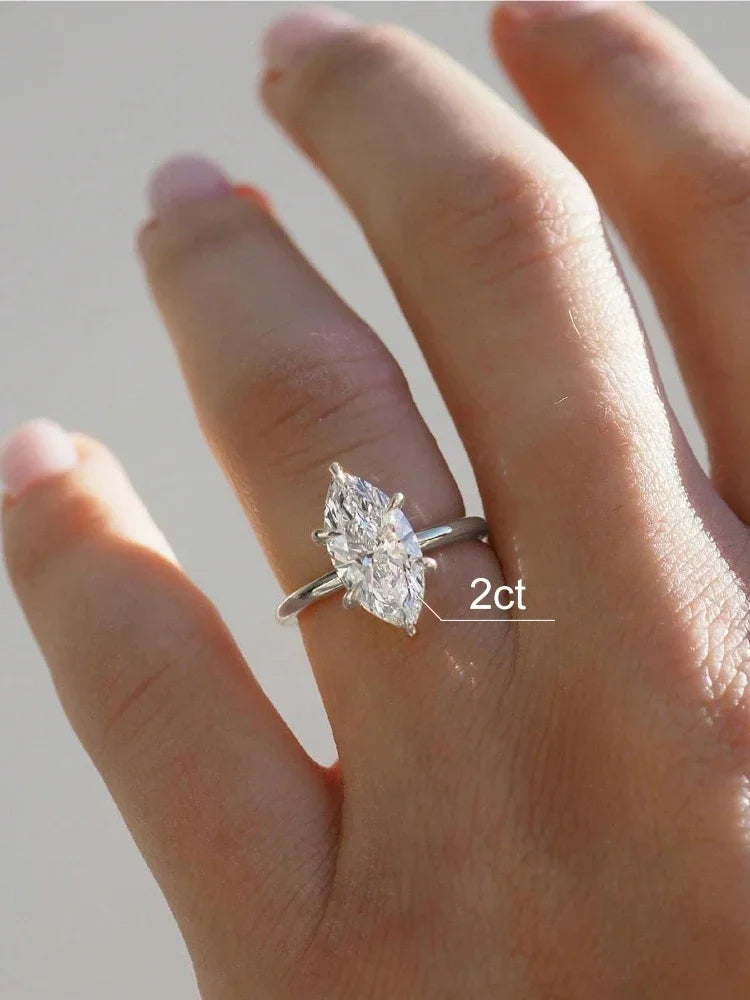 925 Sterling Silver Classic Gorgeous Sparkling Zircon Ring For Women Engagement Wedding Luxury Fashion High Quality Fine Jewelry